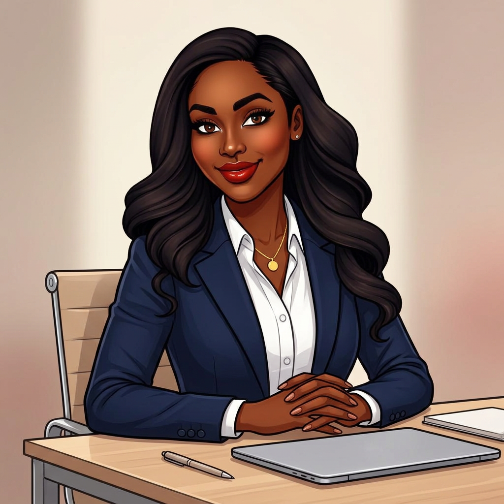 AuntIe Promptie working in her office suite
